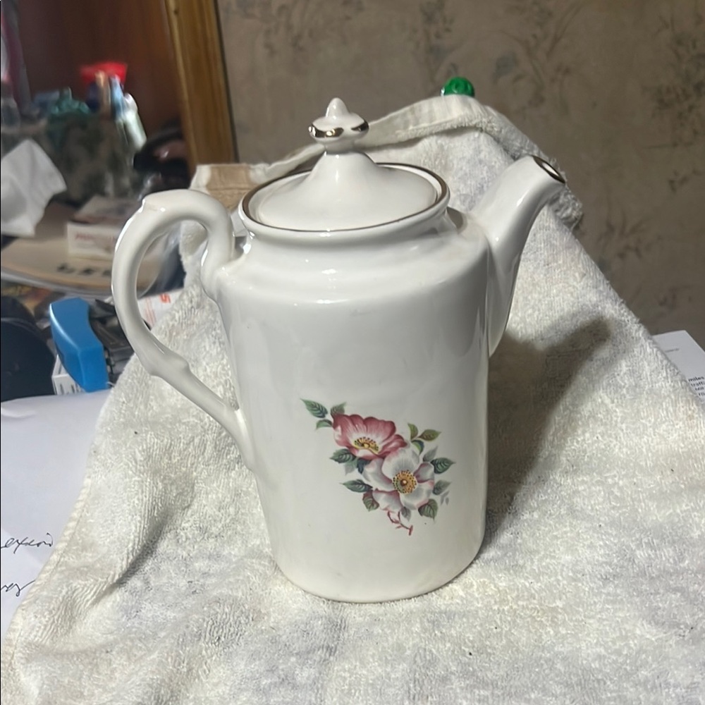 Floral White Porcelain Teapot